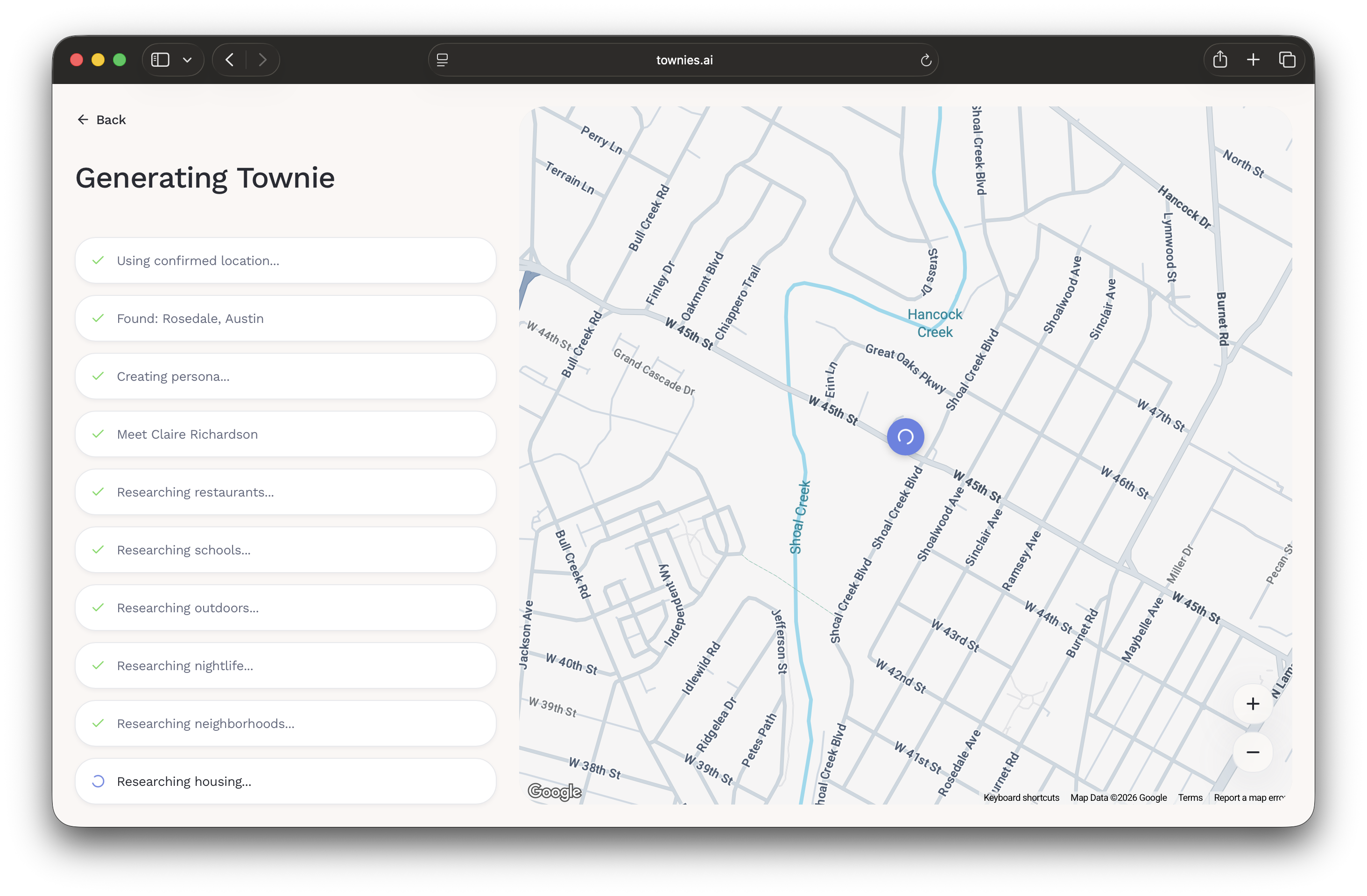 Townies generating local expert workflow screenshot